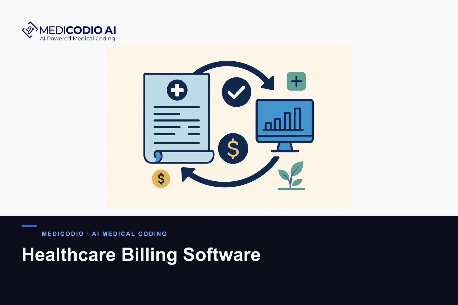 Flat MediCodio illustration representing Healthcare Billing Software for AI medical coding