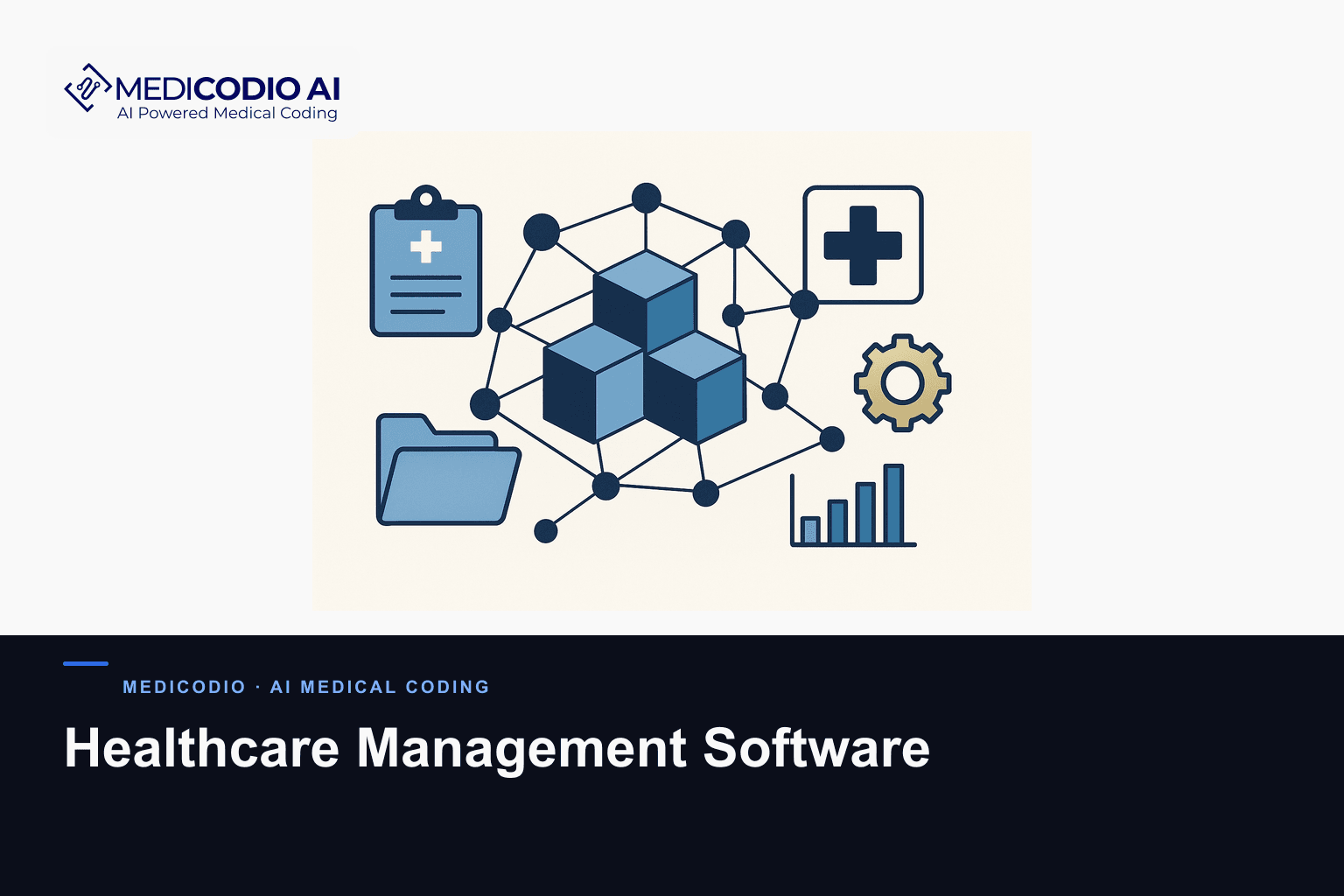 Flat MediCodio illustration representing Healthcare Management Software for AI medical coding